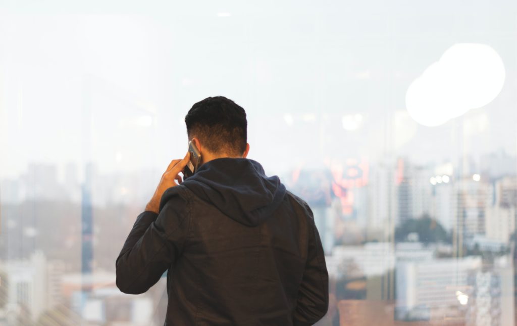 Man on a Phone Interview